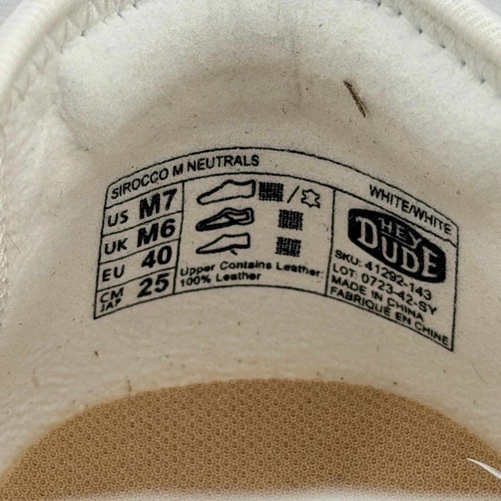 Hey Dude Sirocco Men's 7 Shoes White Gum Loafers Neutrals Vacation Sport Casual